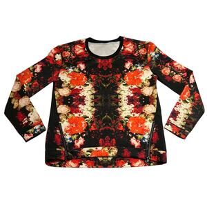 Women's Crewneck Floral Scuba Sweatshirt Size M Trendy Colorful Whimsigoth